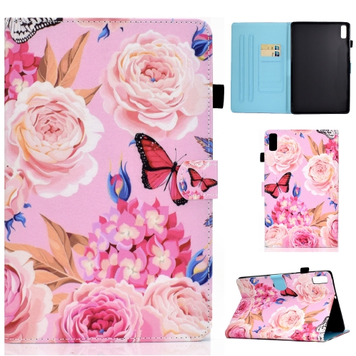 

For Lenovo Tab P11 Gen 2 Sewing Thread Horizontal Painted Tablet Leather Case(Flower Butterfly)