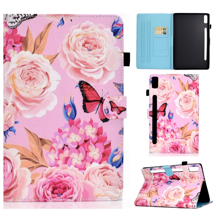 

For Lenovo Tab P11 Pro Gen 2 Sewing Thread Horizontal Painted Tablet Leather Case(Flower Butterfly)