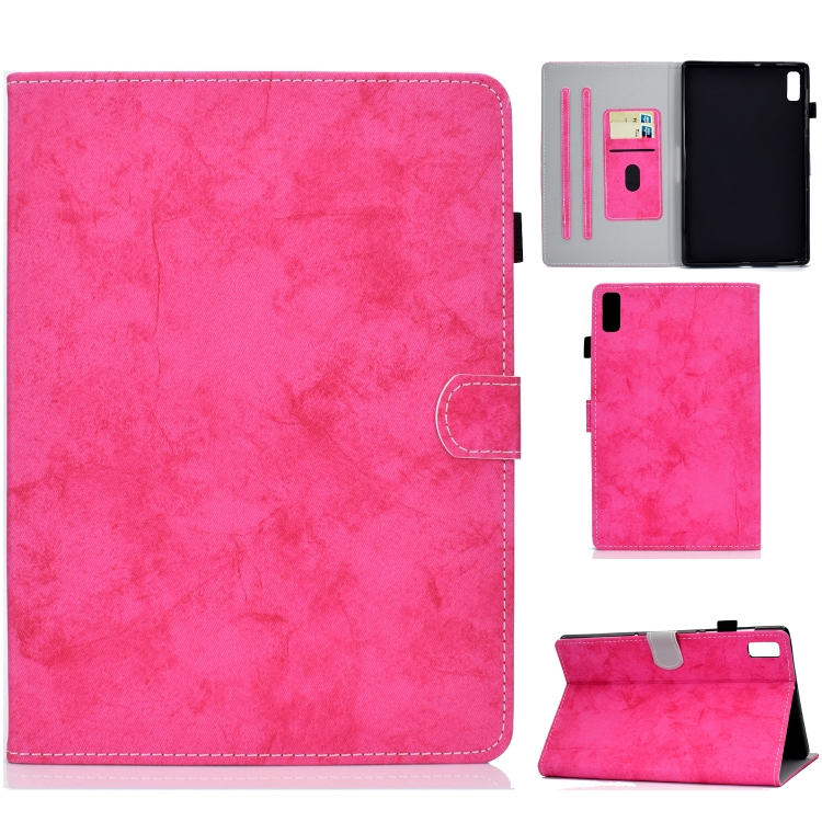 

For Lenovo Tab M9 Marble Style Cloth Texture PU Tablet Protective Case(Rose Red)