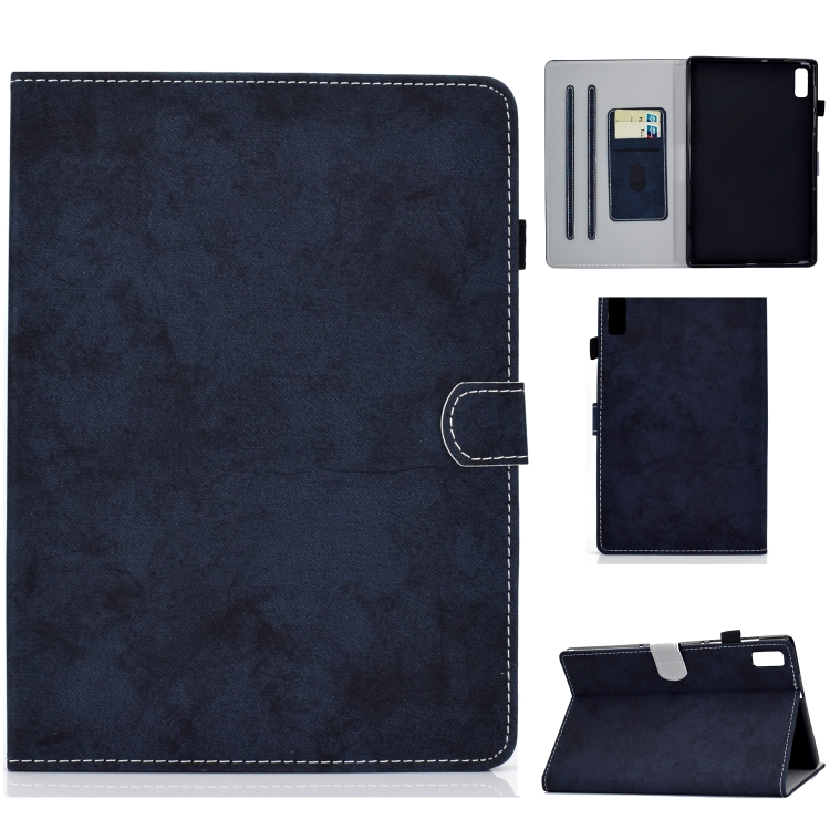 

For Lenovo Tab P11 Gen 2 Marble Style Cloth Texture PU Tablet Protective Case(Dark Blue)