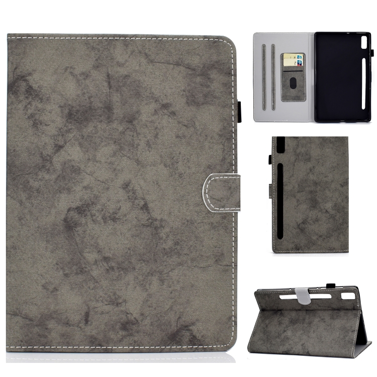 

For Lenovo Tab P11 Pro Gen 2 Marble Style Cloth Texture PU Tablet Protective Case(Grey)