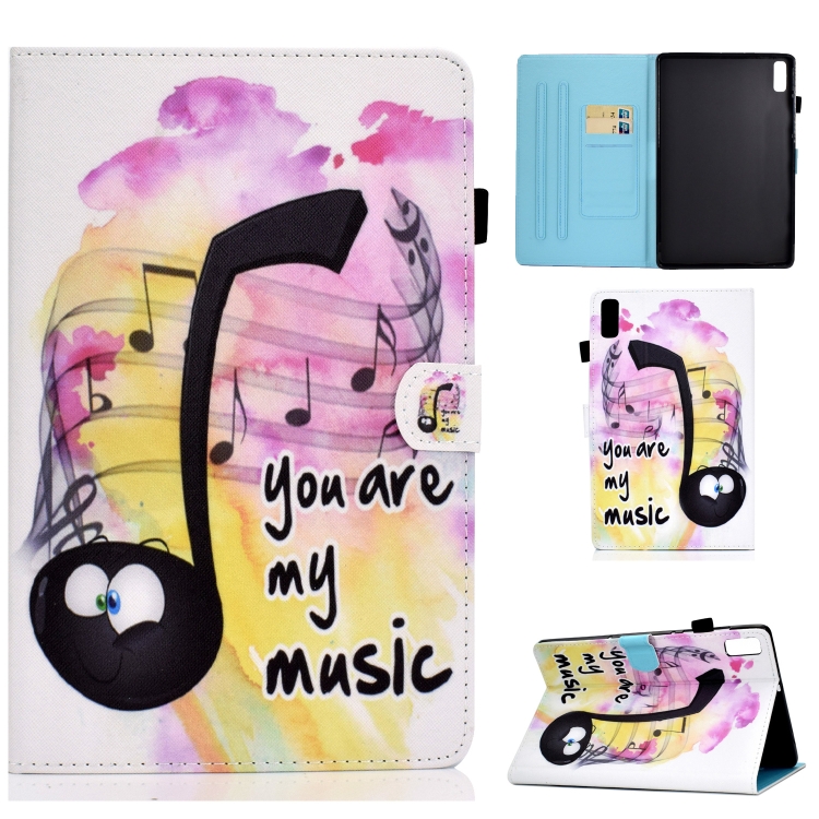 

For Lenovo Tab M9 Sewing Thread Horizontal Painted Tablet Leather Case(Music Symbol)