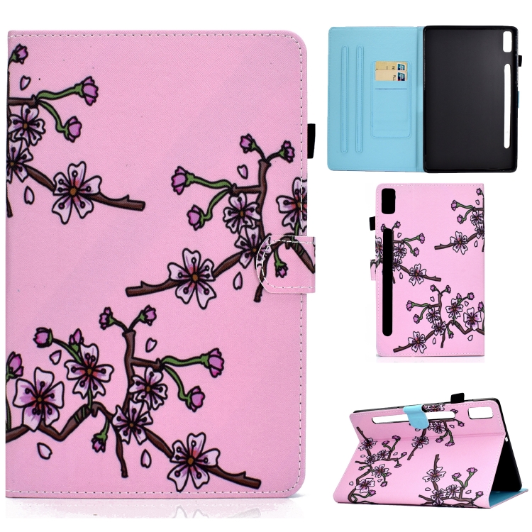 

For Lenovo Tab P11 Pro Gen 2 Sewing Thread Horizontal Painted Tablet Leather Case(Plum Blossom)