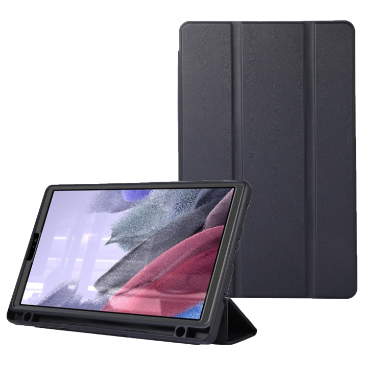 

For Samsung Galaxy Tab A7 Lite Solid Color 3-folding Leather Tablet Case(Dark Blue)