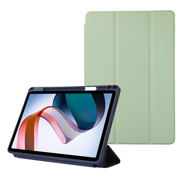 

For Xiaomi Redmi Pad 10.61 Solid Color 3-folding Leather Tablet Case(Matcha Green)