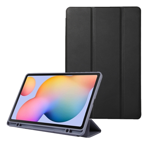 

For Samsung Galaxy Tab S6 Lite/Tab S6 Lite 2022 Solid Color 3-folding Leather Tablet Case(Black)