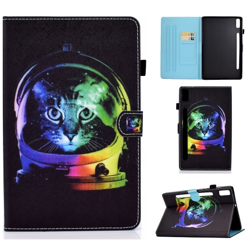 

For Lenovo Tab P11 Pro Gen 2 Sewing Thread Horizontal Painted Tablet Leather Case(Space Cat)