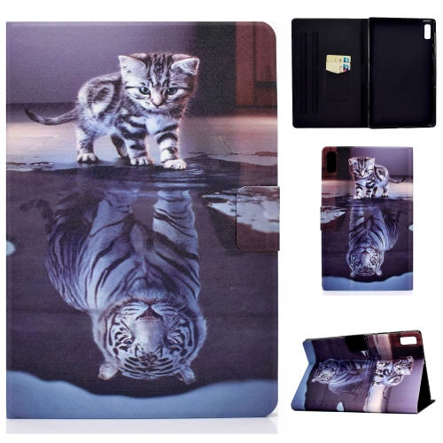 

For Lenovo Tab P11 Gen 2 Colored Drawing Horizontal Flip Tablet Leather Case(Cat and Tiger)