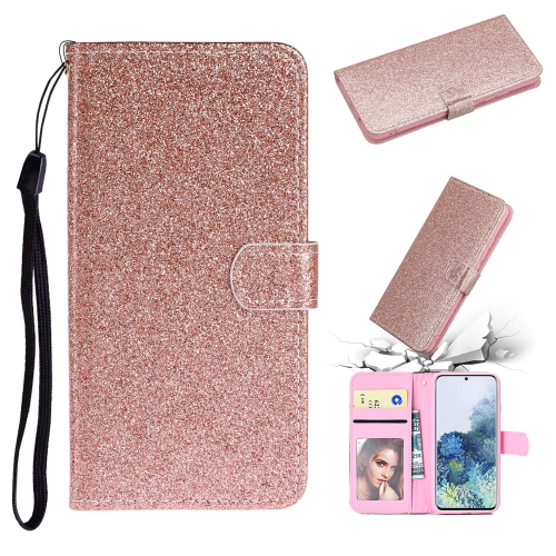 

For Samsung Galaxy A31 Glitter Powder Horizontal Flip Leather Case with Card Slots & Holder & Photo Frame & Wallet(Rose Gold)