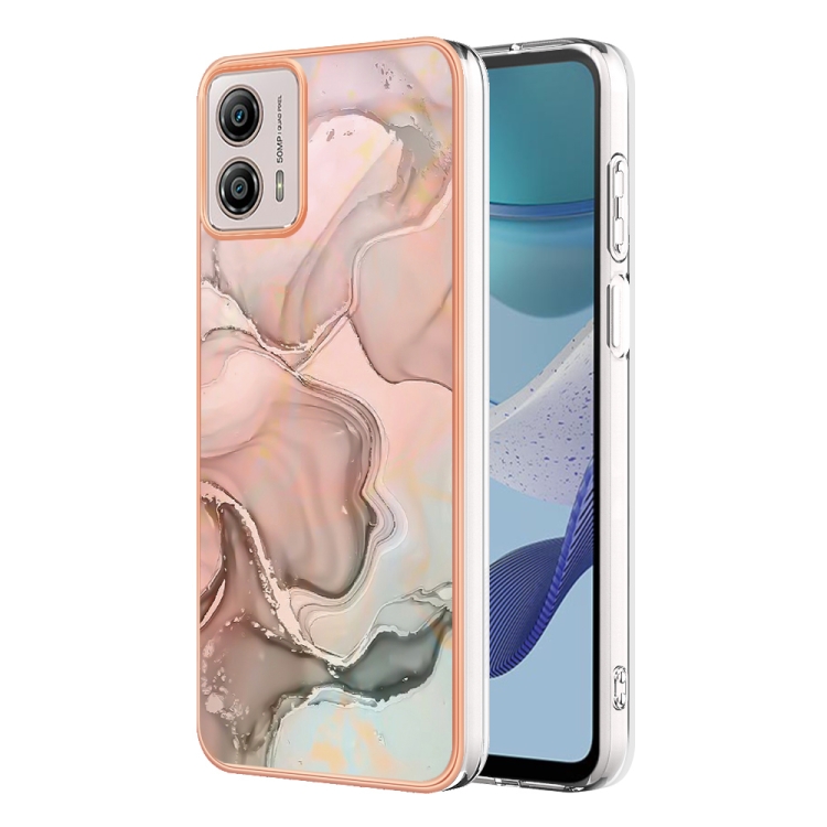 

For Motorola Moto G53 Electroplating Marble Dual-side IMD Phone Case(Rose Gold 015)