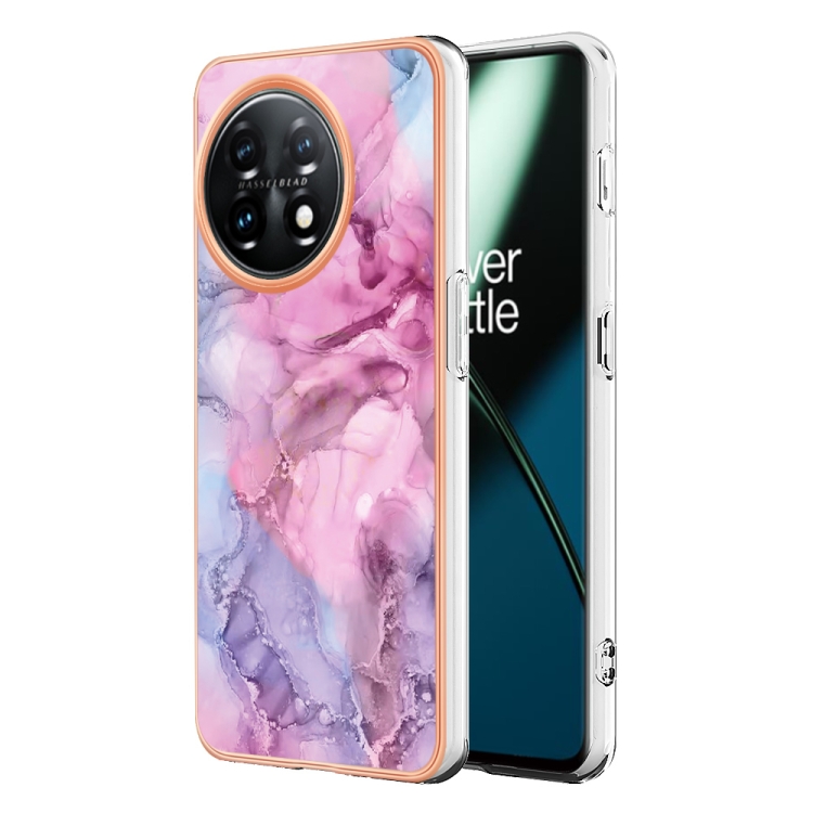 

For OnePlus 11 Electroplating Marble Dual-side IMD Phone Case(Pink 013)