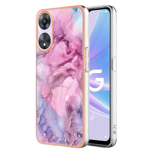 

For OPPO A78/A58 Electroplating Marble Dual-side IMD Phone Case(Pink 013)