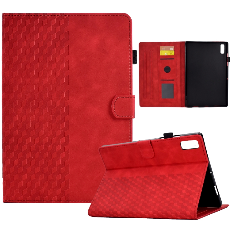 

For Lenovo Tab M9 Rhombus Embossed Leather Tablet Case(Red)