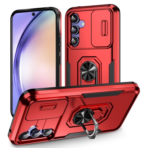 

For Samsung Galaxy A54 5G Pioneer Armor Sliding Camshield Phone Case(Red)