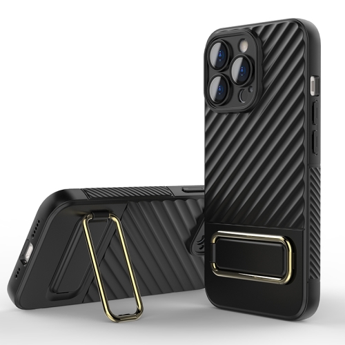 

For iPhone 13 Pro Wavy Textured Magsafe Magnetic Phone Case with Lens Film(Black)