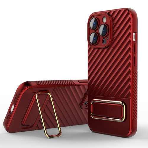

For iPhone 13 Pro Wavy Textured Magsafe Magnetic Phone Case with Lens Film(Red)