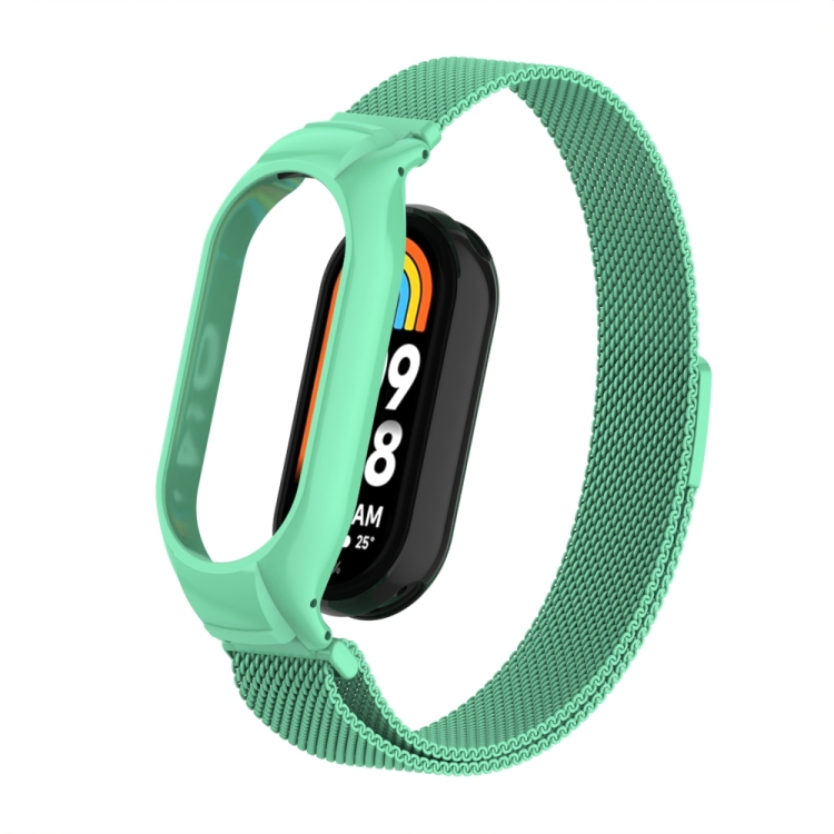 

For Xiaomi Mi Band 8 Integrated Metal Case + Milanese Magnetic Watch Band(Blue Sea)