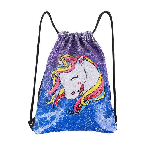 

Unicorn Sequins Decorated Outdoor Leisure Sports Backpack(Dark Purple+Blue)