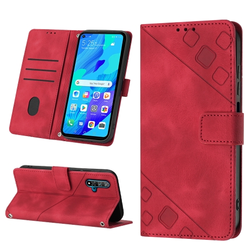 

For Huawei nova 5T / Honor 20 Skin-feel Embossed Leather Phone Case(Red)