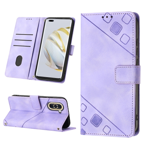 

For Huawei nova 10 Pro Skin-feel Embossed Leather Phone Case(Light Purple)