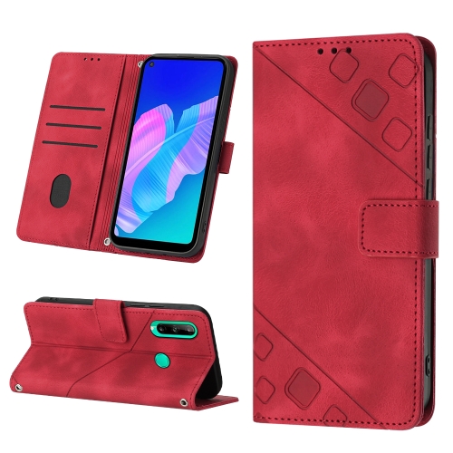 

For Huawei Y7p/Honor 9C Global/P40 lite E Skin-feel Embossed Leather Phone Case(Red)