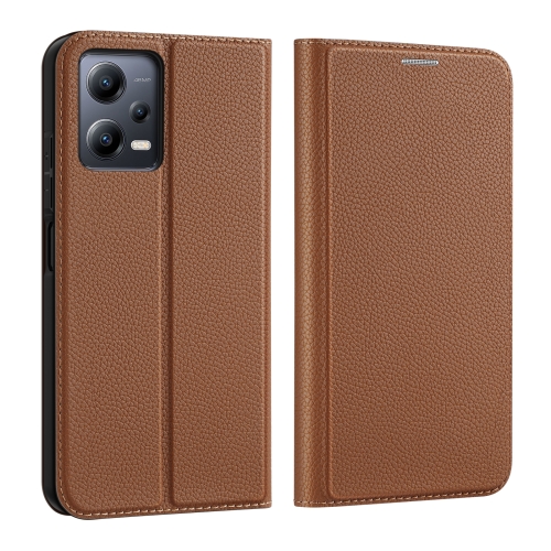 

For Xiaomi Redmi Note 12 5G Global / Poco X5 5G DUX DUCIS Skin X2 Series Horizontal Flip Leather Phone Case(Brown)