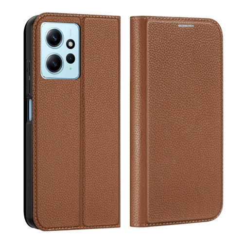 

For Xiaomi Redmi Note 12 4G Global DUX DUCIS Skin X2 Series Horizontal Flip Leather Phone Case(Brown)