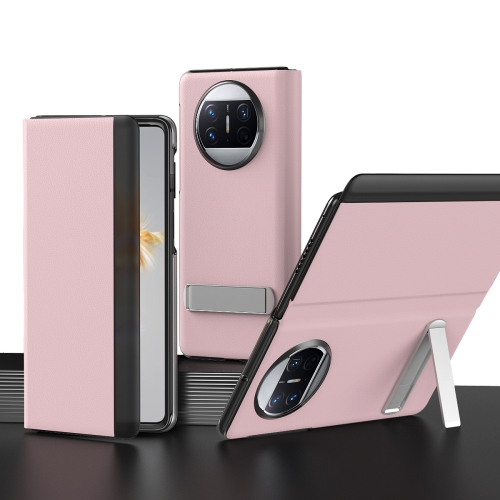 

For Huawei Mate X3 Leather All-inclusive Phone Case with Holder(Pink)