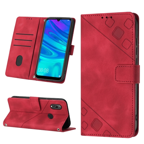 

For Honor 10X Lite Skin-feel Embossed Leather Phone Case(Red)