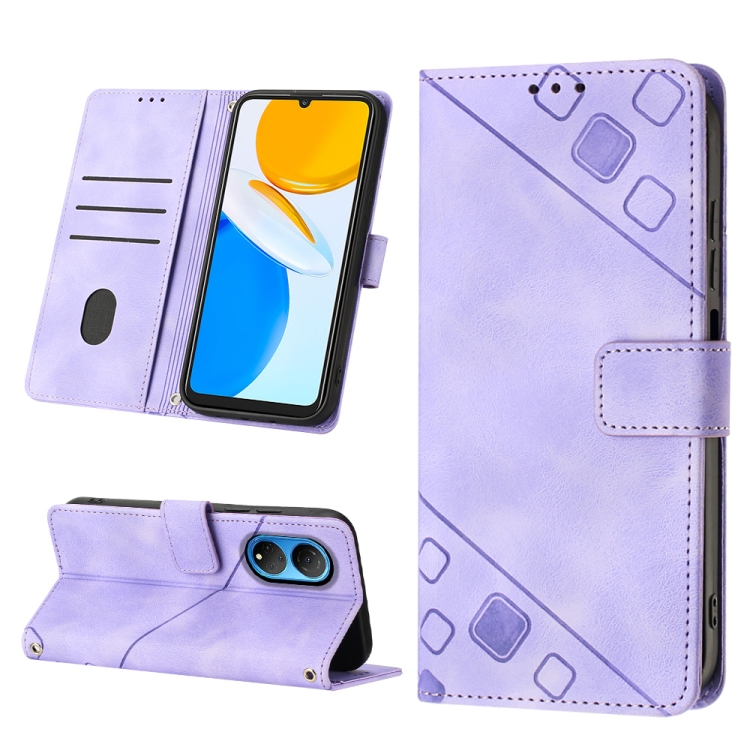 

For Honor X7 4G/Play 30 Plus Skin-feel Embossed Leather Phone Case(Light Purple)