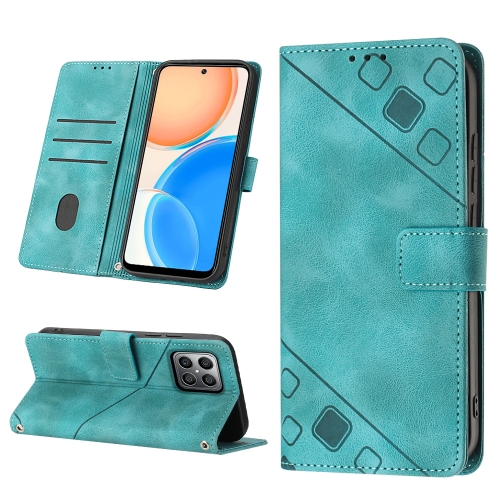 

For Honor X8 4G Skin-feel Embossed Leather Phone Case(Green)