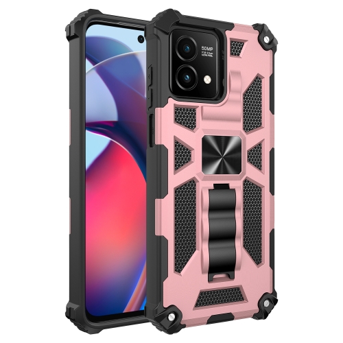 

For Motorola Moto G Stylus 5G 2023 Shockproof TPU + PC Magnetic Phone Case with Holder(Rose Gold)