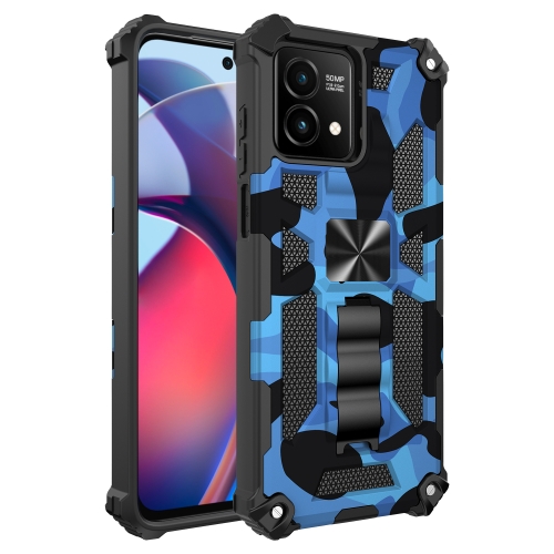 

For Motorola Moto G Stylus 5G 2023 Camouflage Armor Kickstand TPU + PC Magnetic Phone Case(Blue)