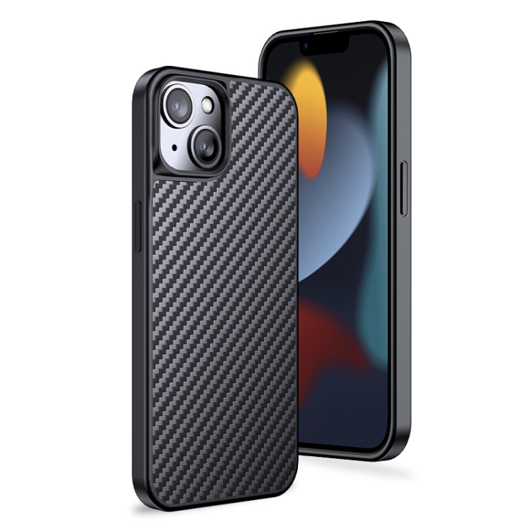 

For iPhone 13 wlons Magsafe Carbon Fiber Kevlar TPU Phone Case(Black)