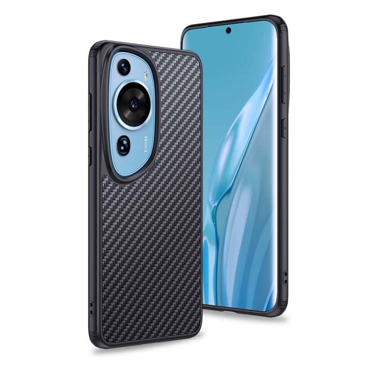 

For Huawei P60 Art wlons Magsafe Carbon Fiber Kevlar TPU Phone Case(Black)