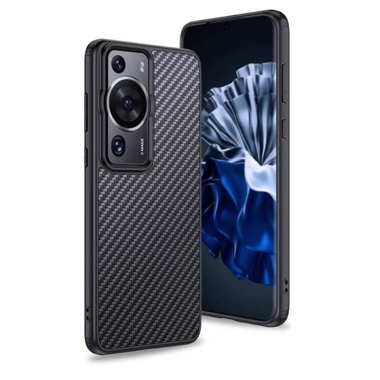 

For Huawei P60 wlons Magsafe Carbon Fiber Kevlar TPU Phone Case(Black)