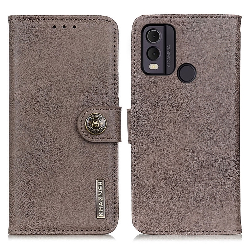 

For Nokia C22 4G KHAZNEH Cowhide Texture Flip Leather Phone Case(Khaki)