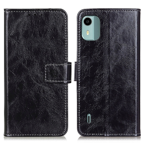 

For Nokia C12 4G Retro Crazy Horse Texture Leather Phone Case(Black)