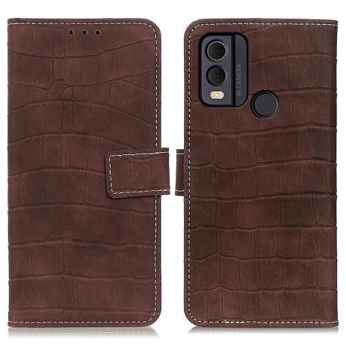 

For Nokia C22 4G Magnetic Crocodile Texture Leather Phone Case(Brown)