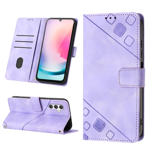 

For Samsung Galaxy A24 4G Skin-feel Embossed Leather Phone Case(Light Purple)