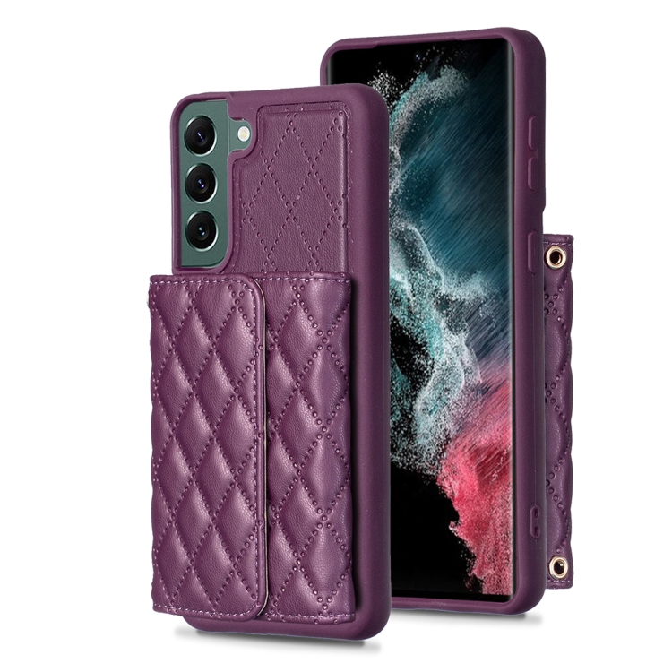 

For Samsung Galaxy S22+ 5G Horizontal Wallet Rhombic Leather Phone Case(Dark Purple)