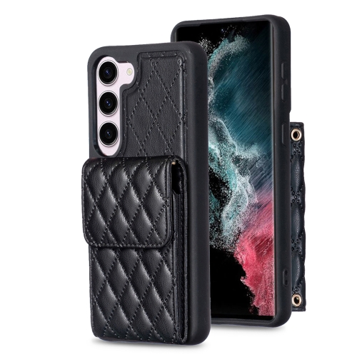 

For Samsung Galaxy S23 5G Vertical Wallet Rhombic Leather Phone Case(Black)