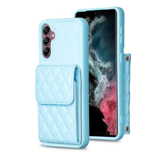

For Samsung Galaxy A14 4G / 5G Vertical Wallet Rhombic Leather Phone Case(Blue)