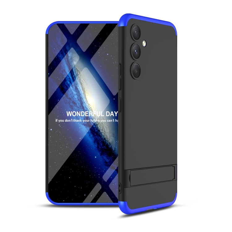 

For Samsung Galaxy A54 5G GKK Three Stage Splicing Full Coverage PC Phone Case with Stand(Black Blue)