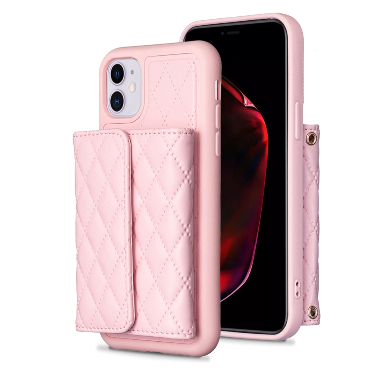 

For iPhone 11 Horizontal Wallet Rhombic Leather Phone Case(Pink)