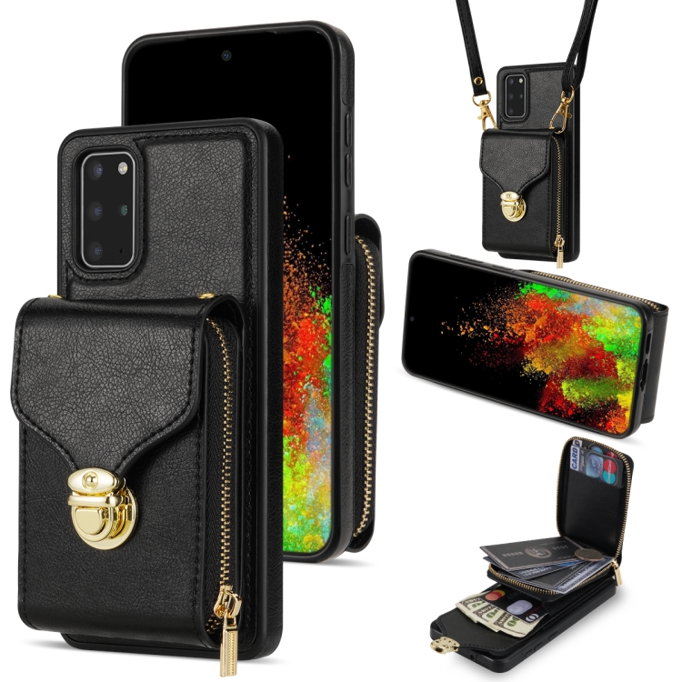 

For Samsung Galaxy S20+ Zipper Hardware Card Wallet Phone Case(Black)