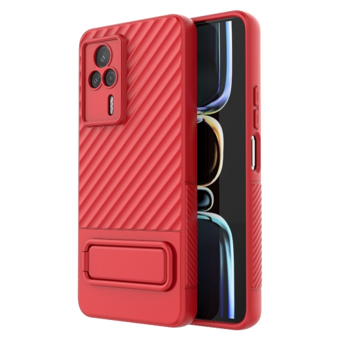 

For Xiaomi Redmi K60E Wavy Texture TPU Phone Case with Lens Film(Red)