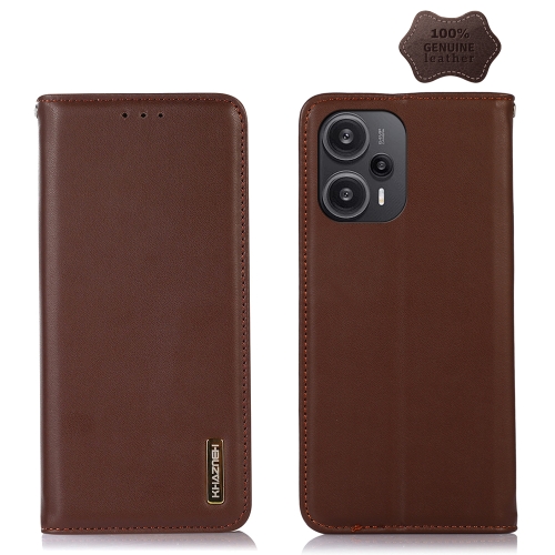 

For Xiaomi Redmi Note 12 Turbo 5G KHAZNEH Nappa Top Layer Cowhide Leather Phone Case(Brown)