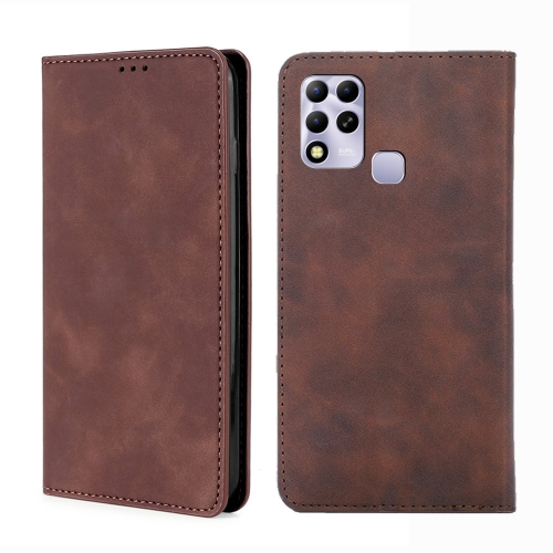 

For Infinix Hot 11 RU Version Skin Feel Magnetic Horizontal Flip Leather Phone Case(Dark Brown)