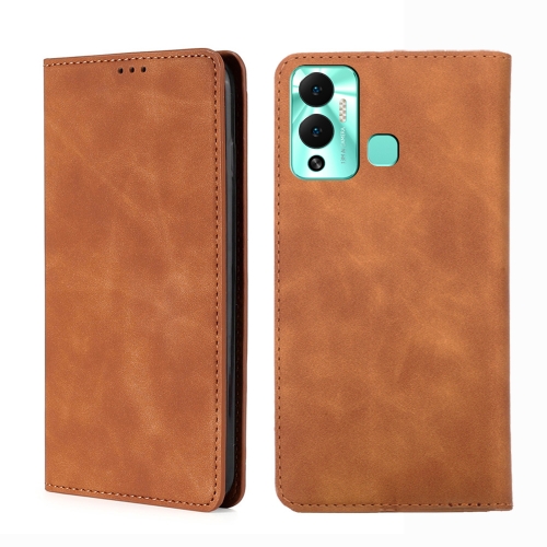 

For Infinix Hot 12 Play Skin Feel Magnetic Horizontal Flip Leather Phone Case(Light Brown)